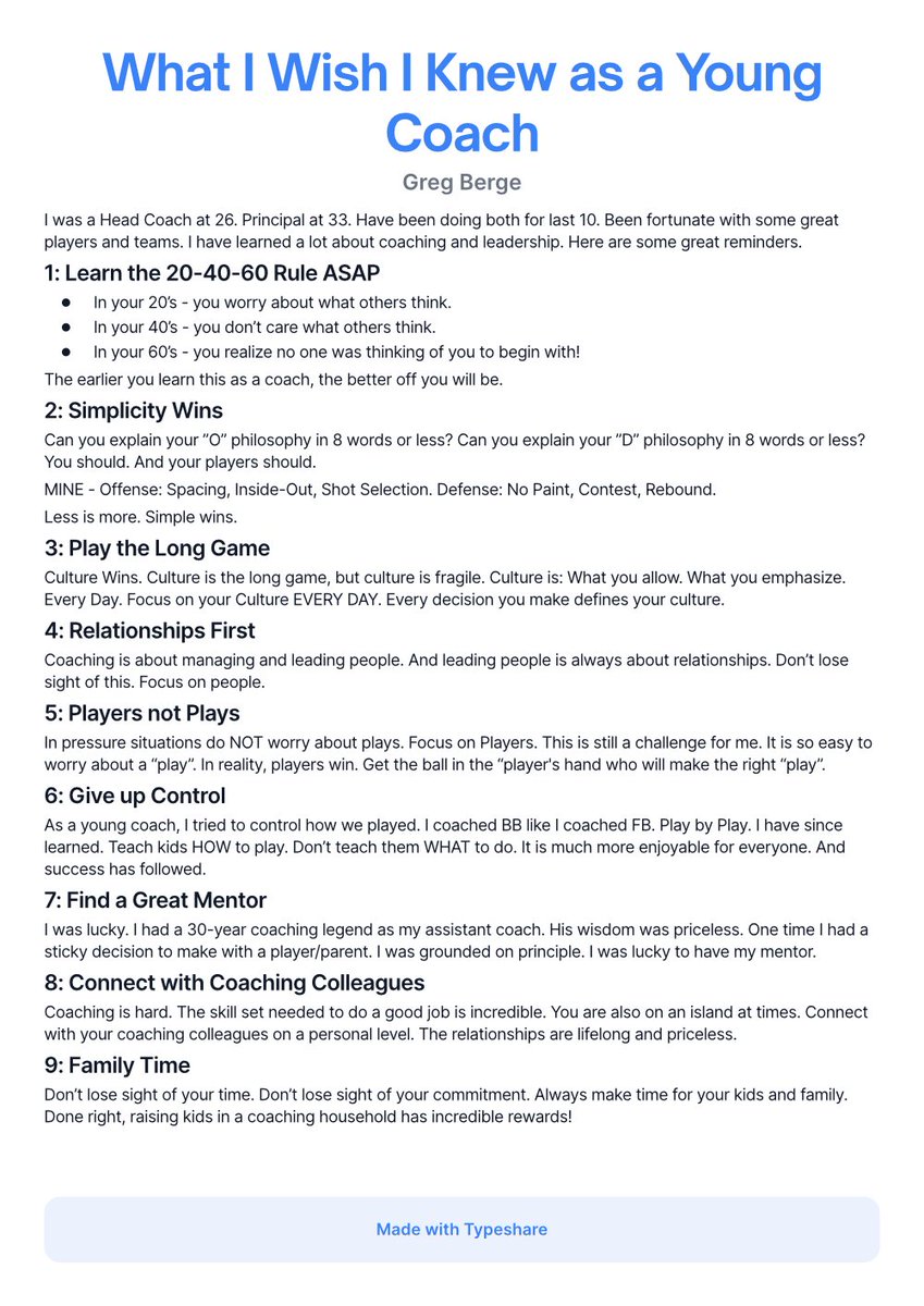 Lessons learned over a lifetime of coaching! 👇