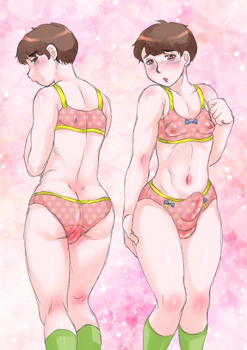 という不手際だったので、明日上げる予定だった絵を繰り上げてUPしますー。「無自覚だったのに友達に女性下着をプレゼントされて自覚しちゃうおとこのこ」ラフぬり。 