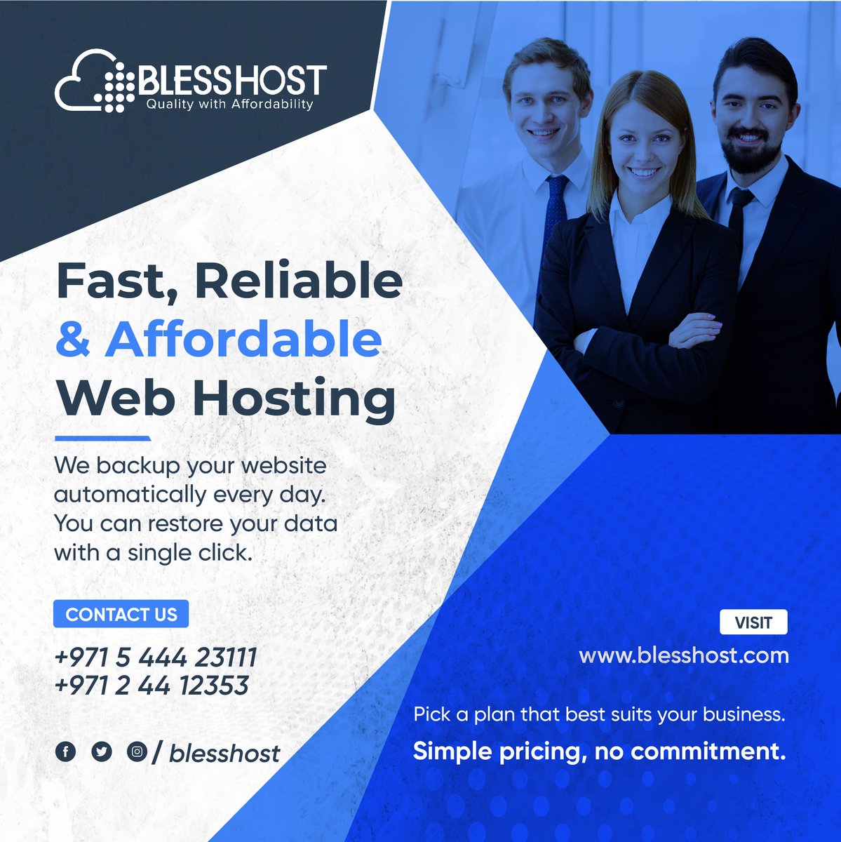 BlessHost's tweet photo. Fast, Reliable &amp; Affordable Web Hosting

We back up your website
automatically every day.
You can restore your data
with a single click. https://t.co/yJ4Xb9TFeN