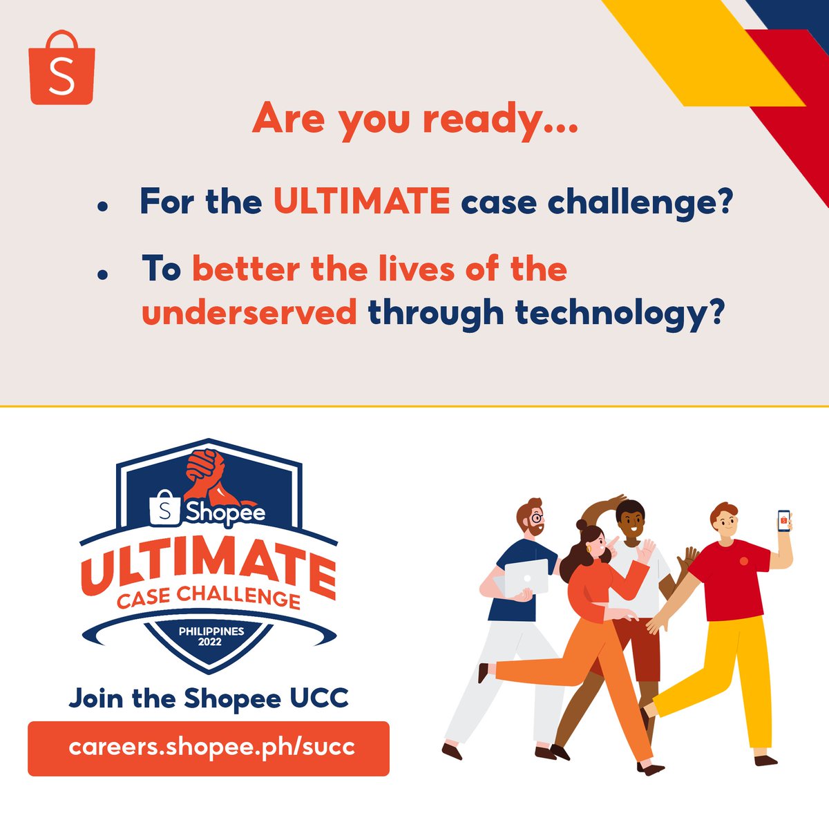 officialupcsi's tweet photo. 📣 Calling all Filipino undergrads–registrations are now open for Shopee’s first-ever business case competition in the Philippines! https://t.co/hi4XmGUiZz