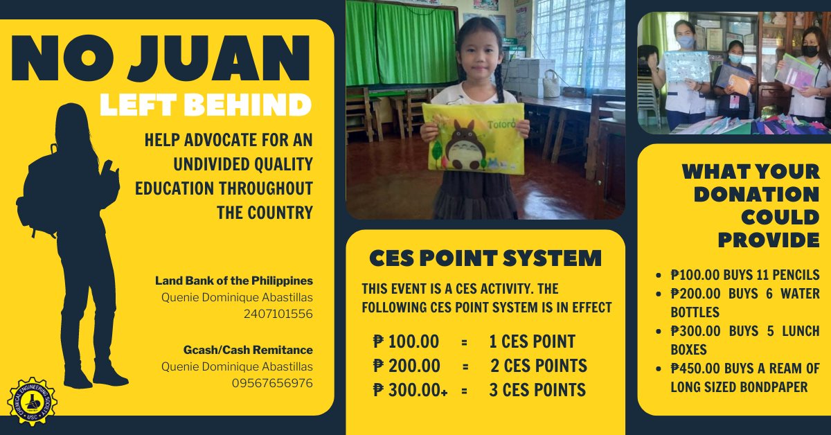 uscches's tweet photo. Call for Donations with CES Points!

PHP 100 = 1 CES point 
PHP 200 = 2 CES points 
PHP 300+ = 3 CES points (maximum number of points)

After donating, kindly answer this form: https://t.co/kF78eu9nne.

Thank you for your generosity! https://t.co/HAeZJ82a15