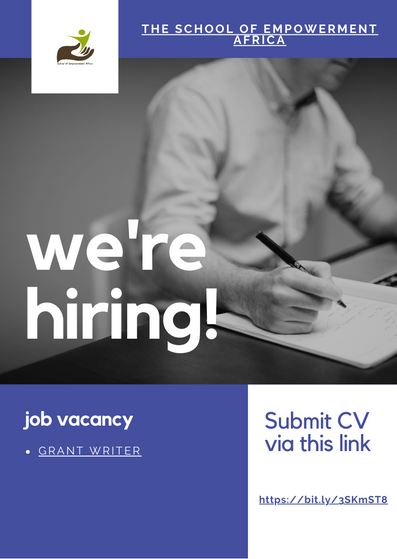 SOEAFRICA's tweet photo. Hi there 

We're hiring 
#grantwriter
 Submit your CV via the link
https://t.co/WZmy9FjkPV https://t.co/uub0jsgNwb