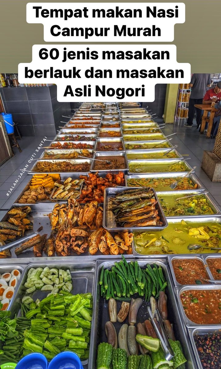 MalaysianFoods's tweet photo. Tempat makan Nasi Campur dengan 60 jenis masakan berlauk dan masakan Asli Nogori paling best dan murah dekat Negeri Sembilan

Ini lah dia Port kalau nak cari makan waktu pagi,tengahari dan Petang murahhh dengan pelbagai jenis lauk pauk Lauk. 

📌Restoran Anjung Selera Seremban 2 https://t.co/ferhIgFmSM