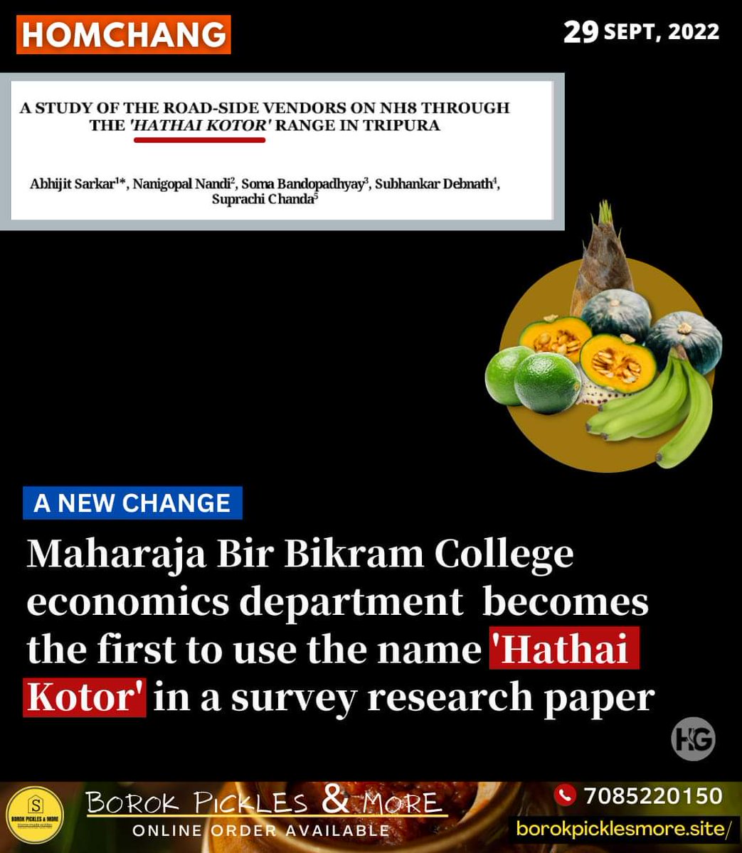 Homchangoffl's tweet photo. #Tripura | Maharaja Bir Bikram (MBB) College economics department becomes the first to employ the name 'Hathai Kotor' in a survey research paper published at EPRA.
#homchang #today #researchpaper #hathaikotor
https://t.co/AP6sFTWWnM https://t.co/SPfJRl5OBn