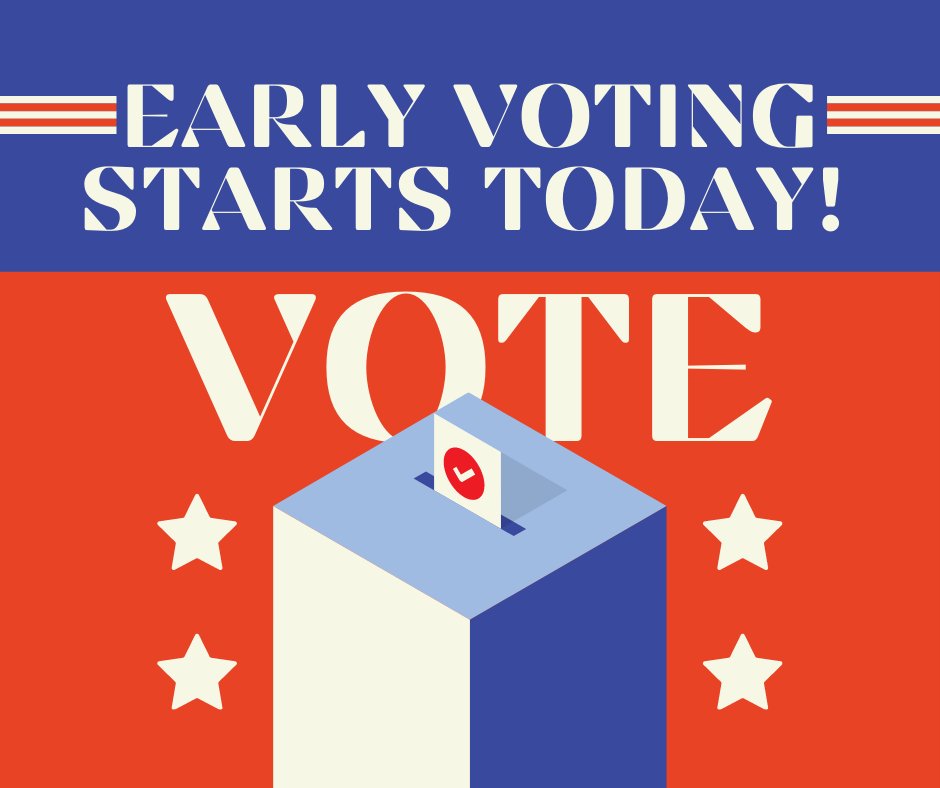The wait is over, Early Voting starts today in Sangamon County! Make your plan to vote at SangamonDemocrats.com/vote
