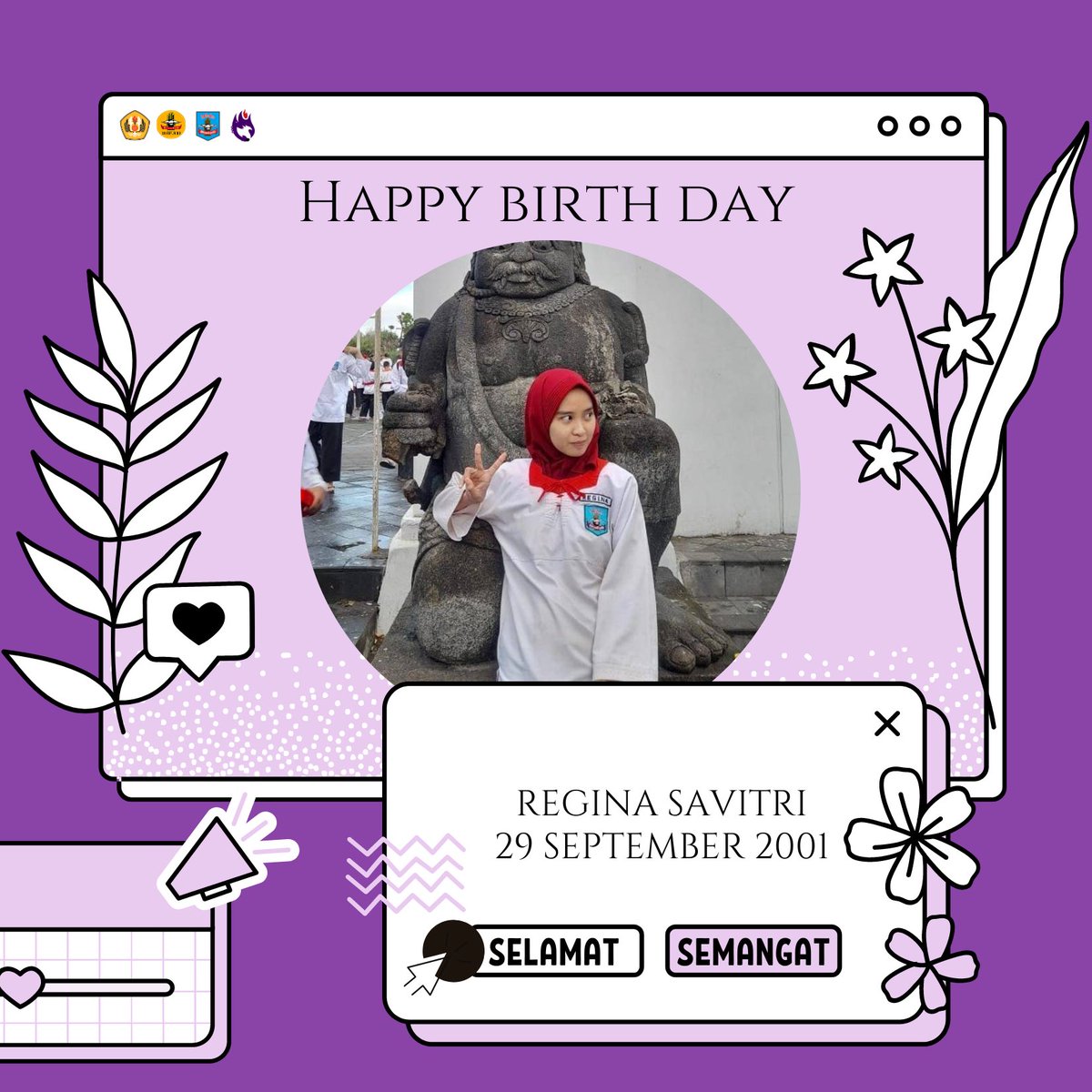 Happy Birthday buat Mba Regina, Usia baru untuk perjalanan baru, Selamat membuka lembar baru di pertambahan usia tahun ini Semoga sehat dan bahagia selalu.
Semangat juga kuliahnya🤩

Kabinet Gelora Cita🔥 
#mpup #mpunpad #silatindonesia