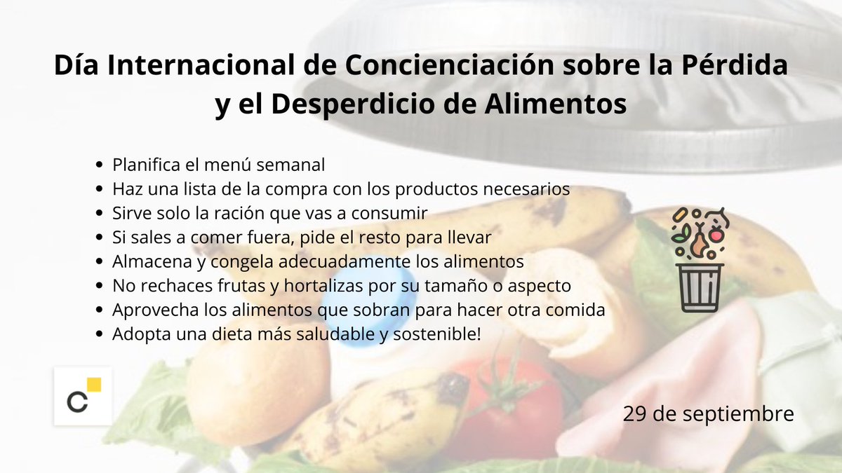Codinma_DN's tweet photo. Hoy se celebra el #DiaInternacional de Concienciación sobre la Pérdida y el Desperdicio de Alimentos 🌍🚮
Con estos sencillos consejos, desde #CODINMA os animamos a evitar el desperdicio, porque la solución empieza en casa🏡
#salud #alimentacion #nutricion #desperdiciocero https://t.co/Wn5y3SZSnG