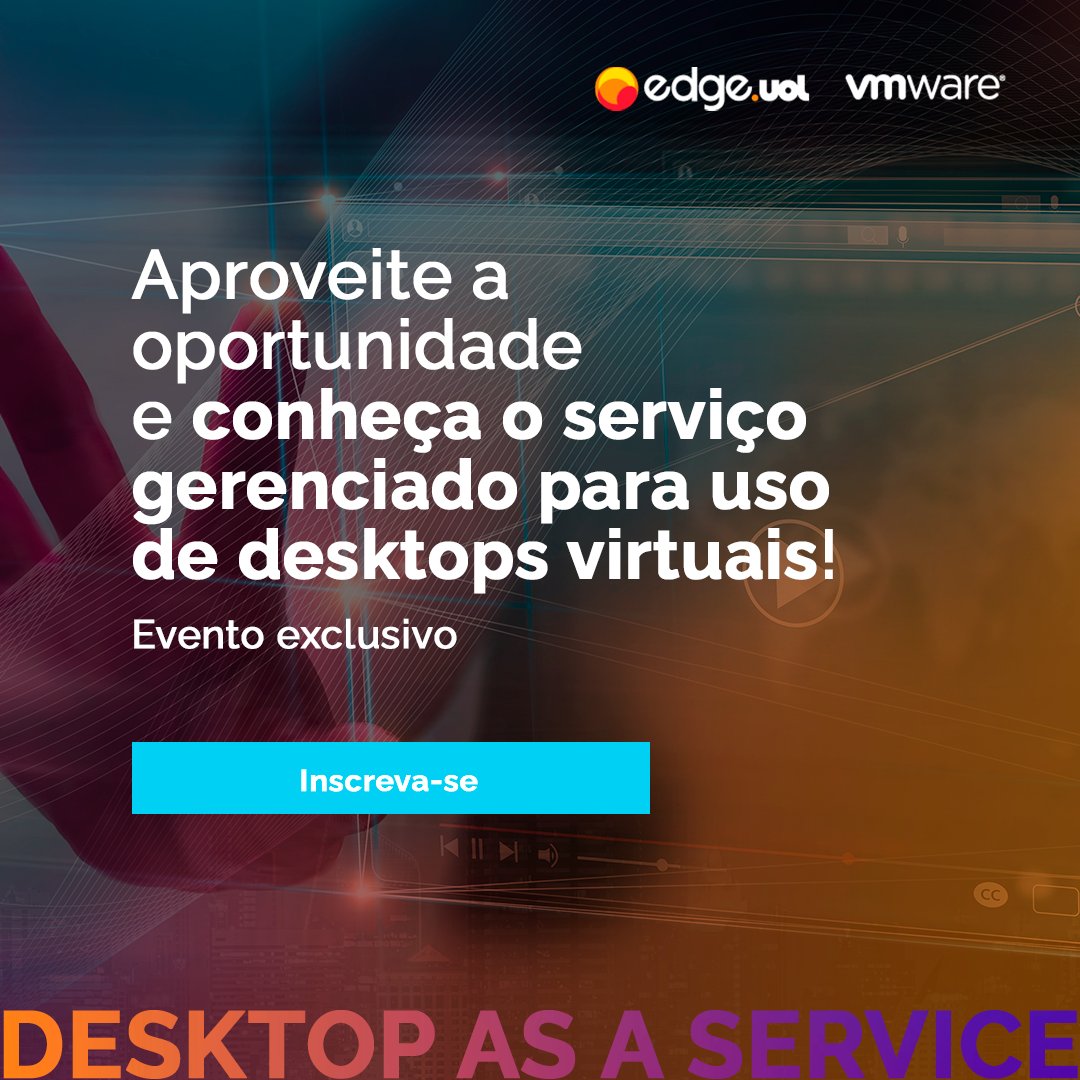 Ainda dá tempo de participar! Inscreva-se para o nosso webinar Desktop como Serviço | DaaS! É a chance de conhecer melhor o conceito, suas vantagens técnicas e viabilidade financeira.  
 
Esperamos você às 11h! 😉  
go.edge.uol/webinar-por-qu…