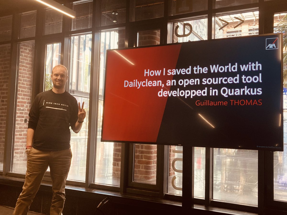 descampsf's tweet photo. Venez assister au #talk de @gthomasIT sur #dailyclean ! Comment devenir des champions de la #finops et sauver le monde ! #opensource #quarkus @AXAJobs_fr https://t.co/5cZvXyLPJQ