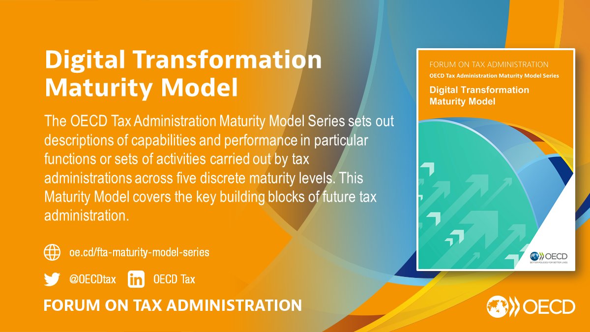 OECDtax's tweet photo. 🆕 The latest update of the #𝐷𝑖𝑔𝑖𝑡𝑎𝑙 𝑇𝑟𝑎𝑛𝑠𝑓𝑜𝑟𝑚𝑎𝑡𝑖𝑜𝑛 𝑀𝑎𝑡𝑢𝑟𝑖𝑡𝑦 𝑀𝑜𝑑𝑒𝑙 from the #OECD Forum on Tax Administration is out!
📙 Available in English, French & Spanish ➡️ https://t.co/rYQUQBl9df
🧵⤵️
#FTAplenary2022 #OECDFTA https://t.co/KFhapnQkrr