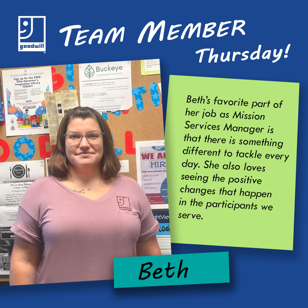 MarionGoodwill's tweet photo. On the last Thursday of National Workforce Development Month, we would like to recognize the hard work and significant impact made by Beth. Beth has been employed with our organization for 3 years &amp; is a member of our Mission Management Team. #NationalWorkforceDevelopmentMonth https://t.co/oCyOlTkTeZ