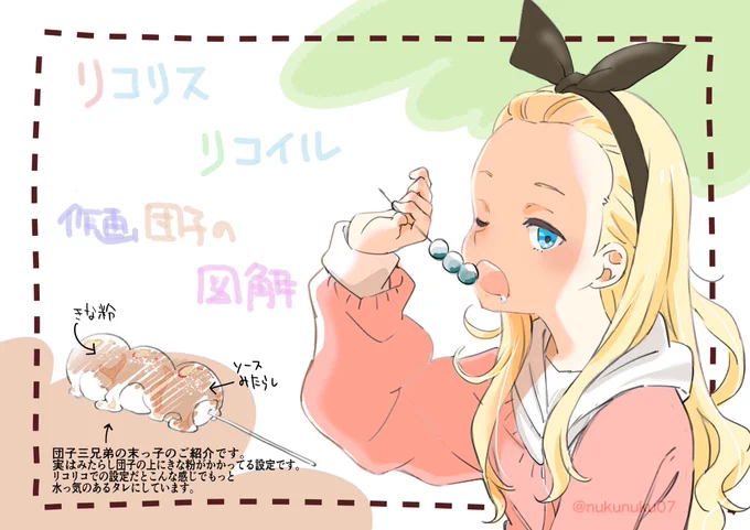 プロップ、料理はアクションカットと違ってあまりスポットに当たる機会が少なく、ずっと寂しかったのですが、リコリスのお力をお借りして、少しでも描き方の参考やこの仕事してる方に興味持っていただけたら良いなと思いました。
twitter用に全て新作で描きましたが「描き方」は同じになります。
#作画 