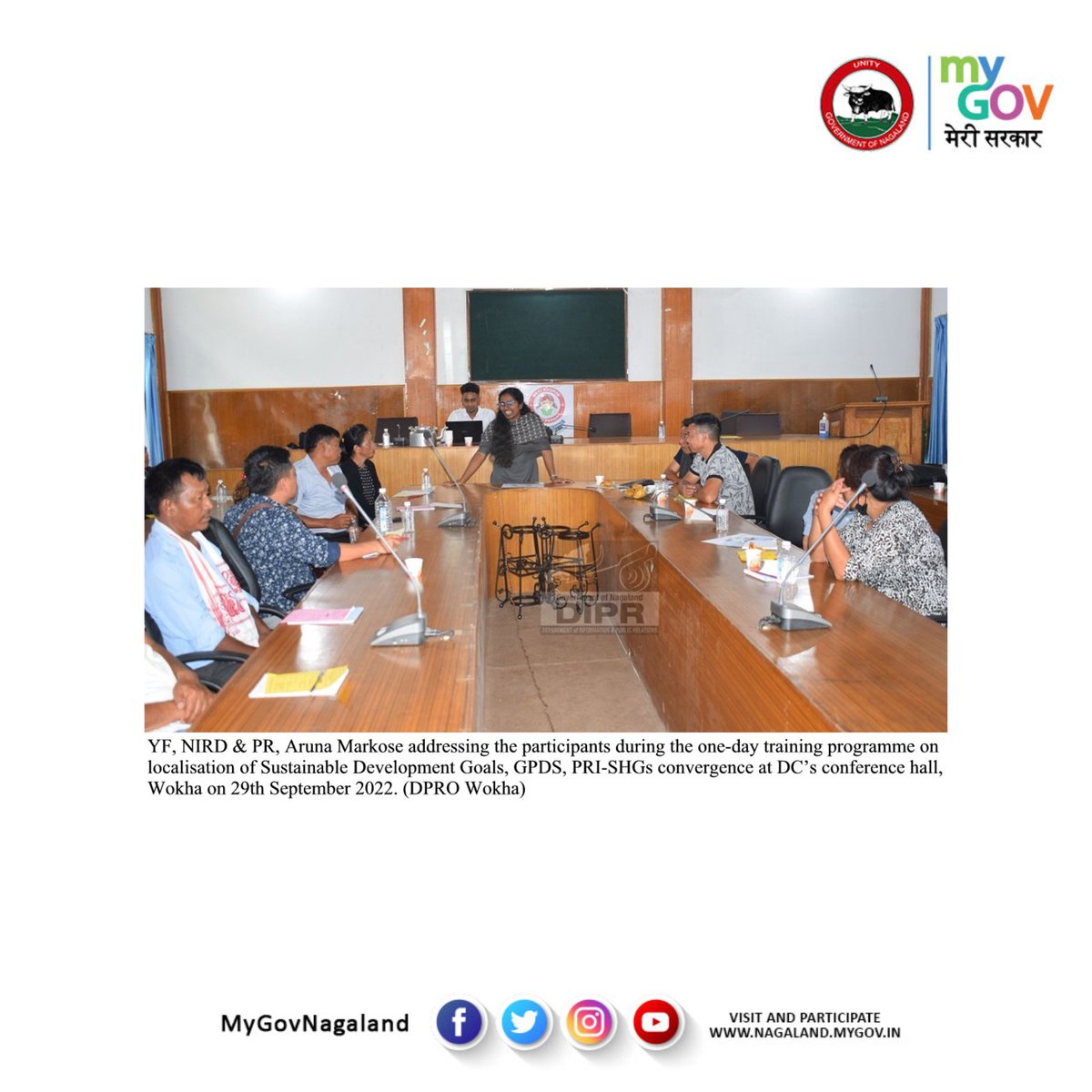 MyGovNagaland's tweet photo. A one-day training programme on localization of Sustainable Development Goals #SDGs, #GPDS, PRI-SHGs convergence was held on 29th September 2022 at Deputy Commissioner’s conference hall, Wokha.
@NagalandSdgcc
@dipr_nagaland https://t.co/vX6fRBNZXT