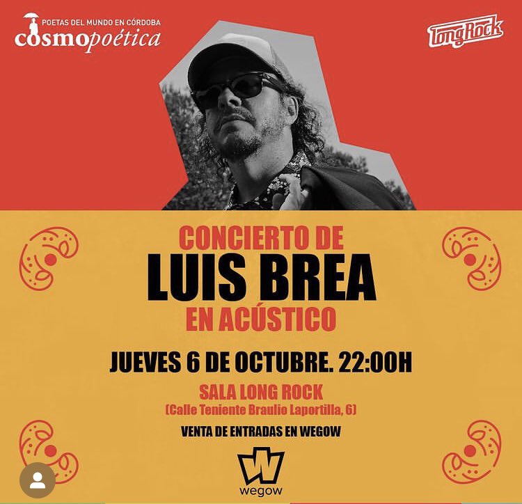 El próximo jueves 6 de octubre estaré con mi guitarra en <a href="/Cosmopoetica_ES/">Cosmopoética</a> en la sala <a href="/LongRockCordoba/">Long Rock Córdoba</a> 22:00
Habrá sorpresas, os esperamos 💙
Aquí puedes pillar tu entrada
wegow.com/es-es/conciert…