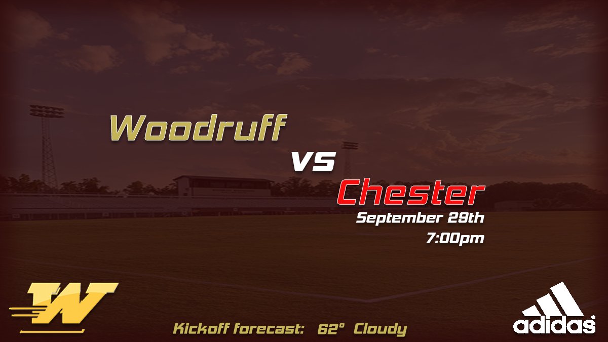 WoodruffFB's tweet photo. It's game day! Join us tonight in Chester as we take on the Cyclones to open up region play! Be early, be loud! #RLR #WolverineMachine https://t.co/gy7tUgeeBj