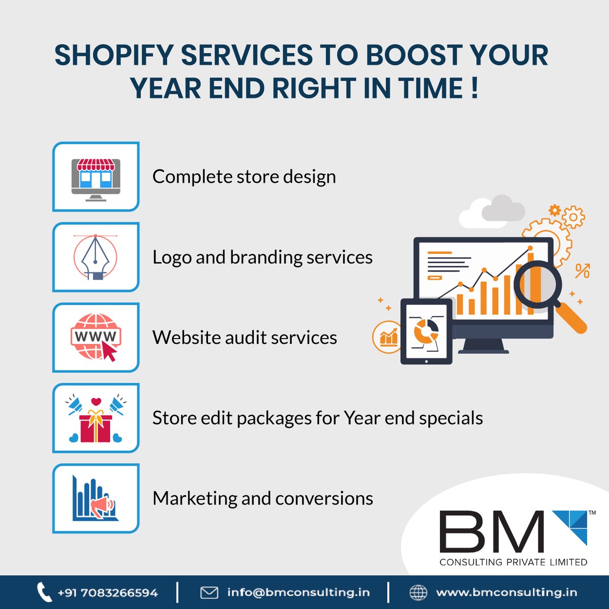 bmcbiz's tweet photo. Shopify A to Z services to improve conversion rate of your eCommerce store. You can drop a mail 📧 at 𝗶𝗻𝗳𝗼@𝗯𝗺𝗰𝗼𝗻𝘀𝘂𝗹𝘁𝗶𝗻𝗴.𝗶𝗻 ,we will be happy to assist you.

Visit us at https://t.co/AEXtxjngbu to know about Plethora of Services offered by us. https://t.co/hb8k6tl2cx