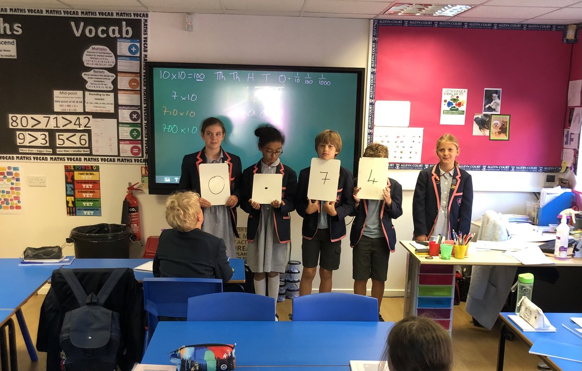 AlleynCourtMath's tweet photo. Year 5 maths consolidating movement of digits when multiplying and dividing by 10, 100, 1000 #mathsfun https://t.co/5LE56Ufvd9