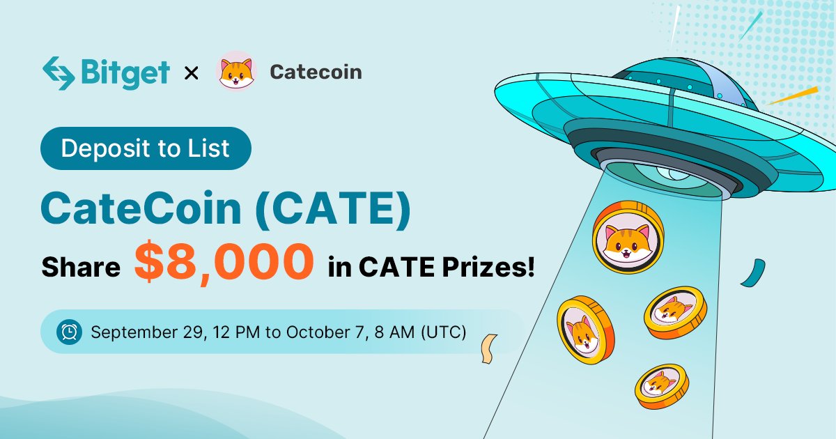 bitget's tweet photo. It's time for the #catecoin community to show the crypto world what they got! @catecoin 
Show your support and let's help Deposit 2 List $CATE on #Bitget. 💙 

✅ Deposit $CATE, share from $8,000 prize pool - https://t.co/RjMixkj9Vm

Details - https://t.co/xnLcm9PSt5 https://t.co/AW5dezGnLl
