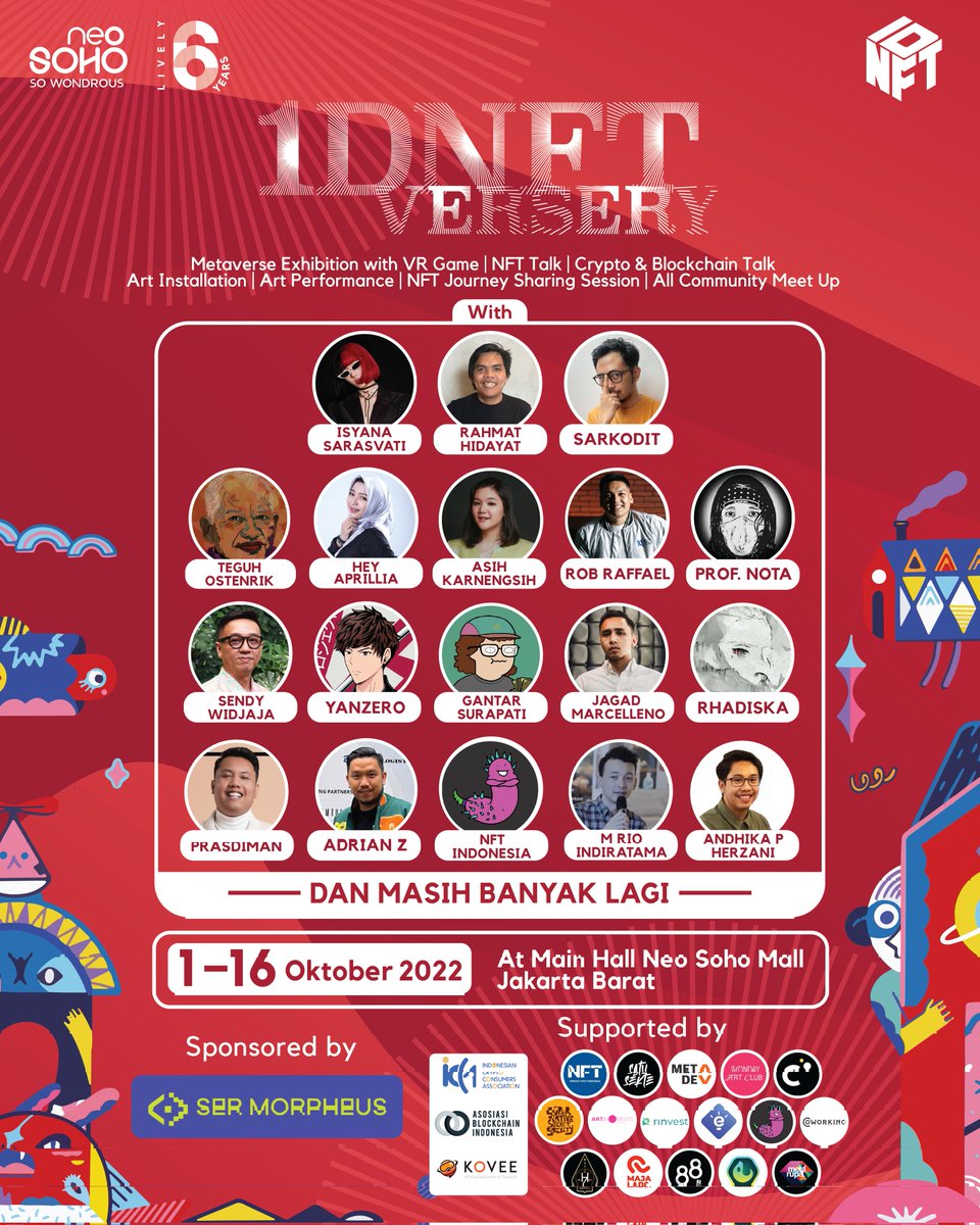 idnft_'s tweet photo. Hello, fams!

IDNFT Proudly Present "1DNFTVERSERY"
📆 1-16 Oct 2022

1DNFTVERSERY adalah sebuah gelaran acara untuk merayakan 1 tahun IDNFT 🎉

Who's excited now? 🔥

Akan ada banyak rangkaian kegiatan yang bisa fams lakukan dan saksikan di 1DNFTVERSERY! https://t.co/qHvLGufQuP