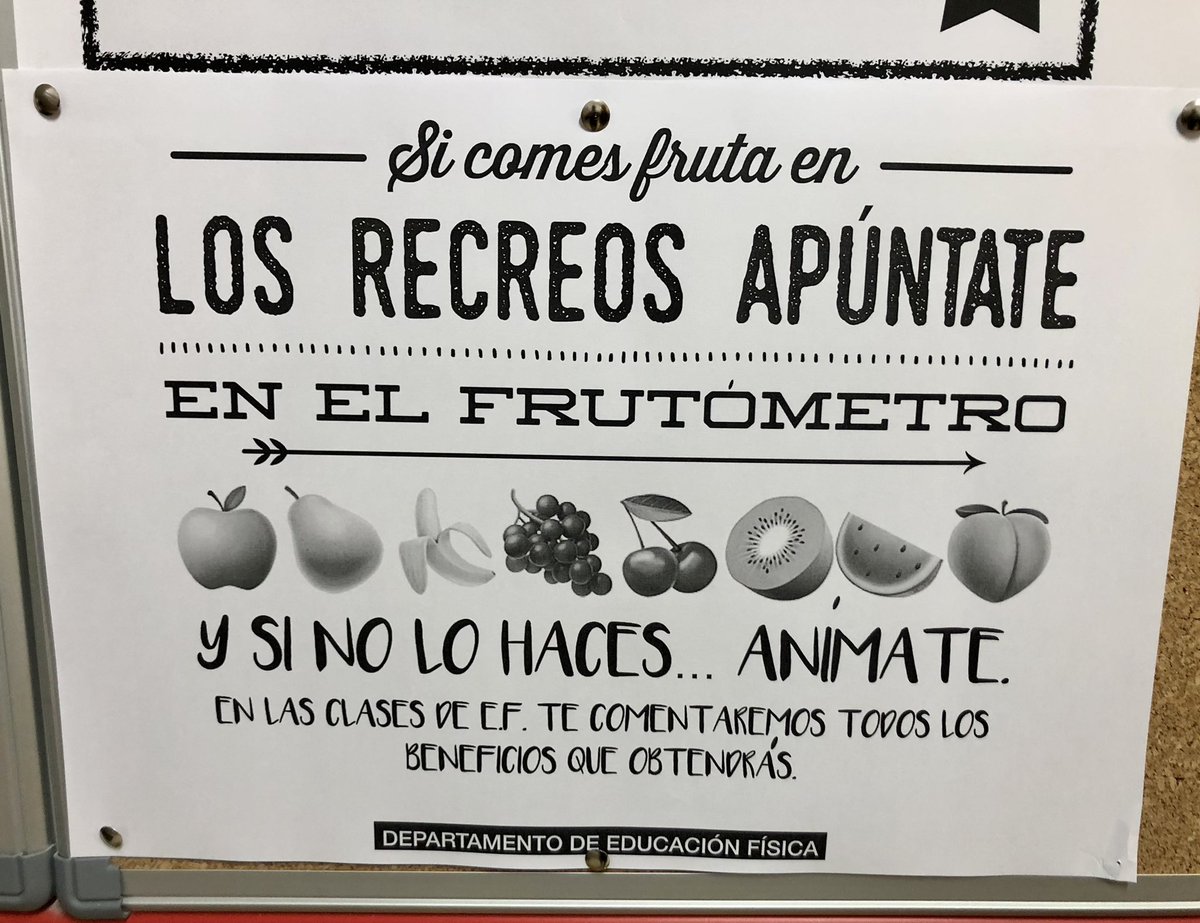 Ya tenemos disponible nuestro FRUTÓMETRO en el pabellón para registrar las piezas de fruta que comemos en el recreo #iesvillajunco #salud #habitossaludables #frutometro