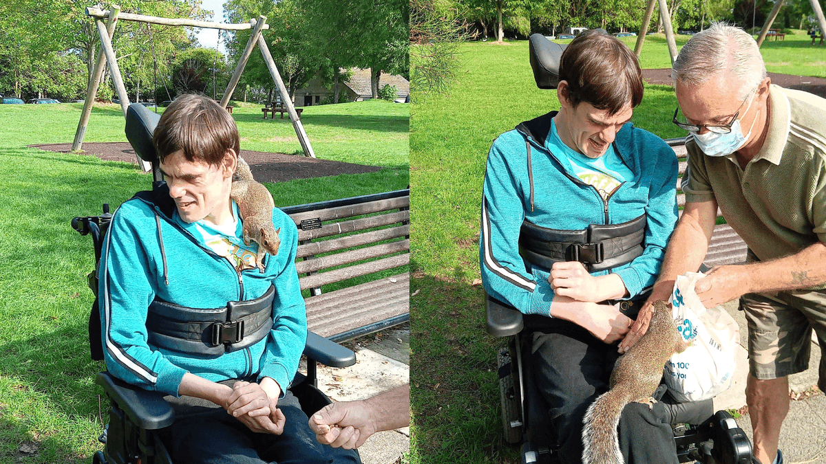 EncompassCareUK's tweet photo. 😁Andrew made some new furry friends at the @NotheFort while out and about enjoying the sun! 🐿☀️
Looks like a great time was had, especially by the squirrels! 😂
#Encompasscareuk
#nothefort
#supportwork
#joinus https://t.co/9PqzcVUjvg