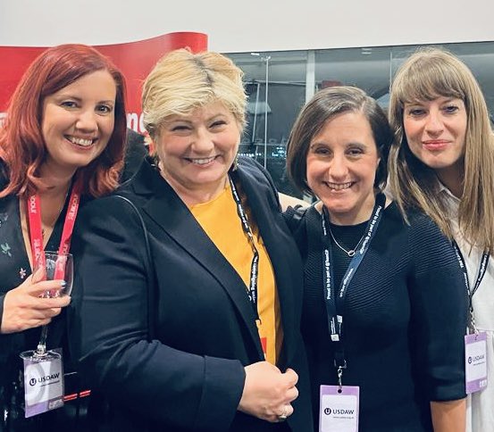 We keep finding photos! Lovely to meet @EmilyThornberry - she is an absolute legend! ❤️🌹 @juliasuzanne76 @LisaTGraham27 #LabourConference2022