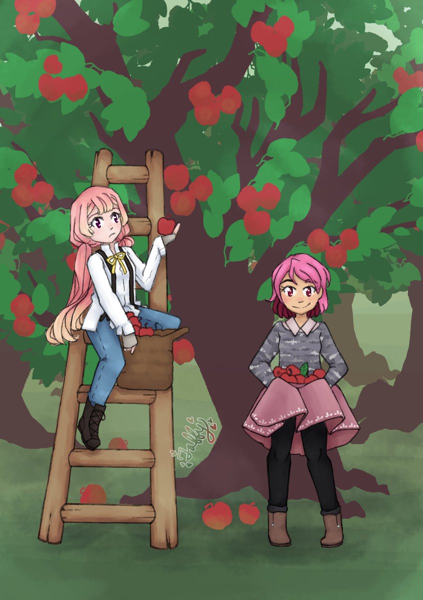 PlanetTaffy's tweet photo. It's apple picking season🍎🍃

Feat. Zofia (mine) &amp; Rose (ItsRizzleFizzle)
#artistontwitter #originalcharacter https://t.co/4Ee6e8xvq5