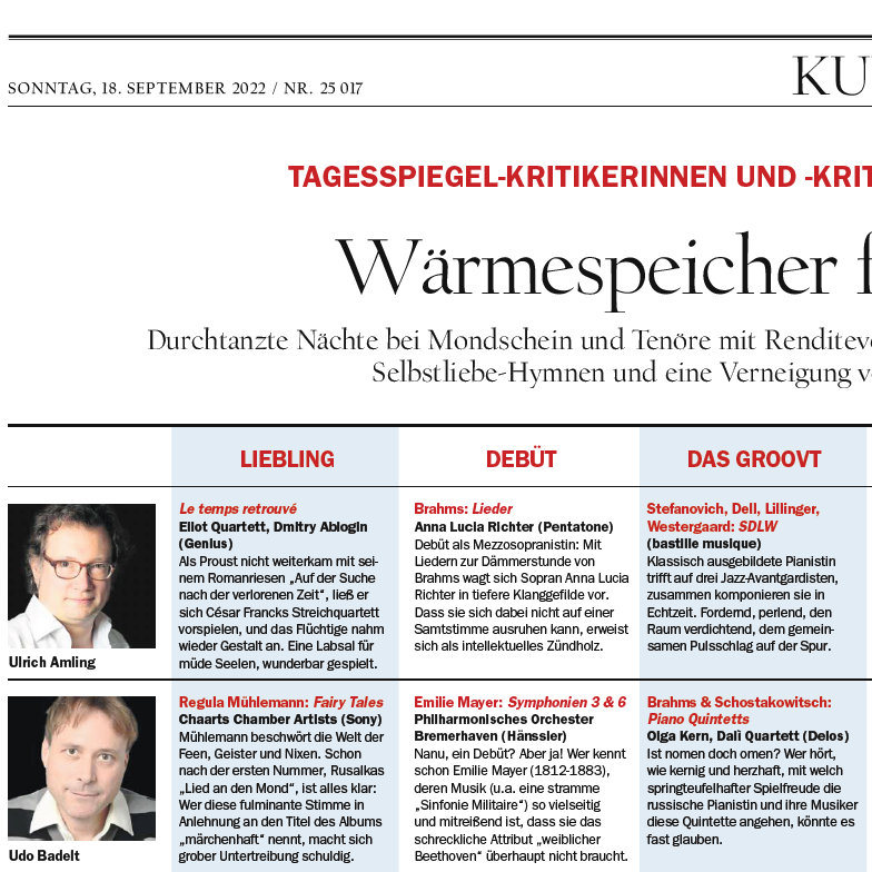 bastillemusique's tweet photo. Der @Tagesspiegel empfiehlt #SDLW: "Klassisch ausgebildete Pianistin trifft auf drei Jazz-Avantgardisten, zusammen komponieren sie in Echtzeit. Fordernd, perlend, den Raum verdichtend, dem gemeinsamen Pulsschlag auf der Spur." Am 11. Oktober auch live im @Theaterhaus #Stuttgart! https://t.co/uGimysda8w