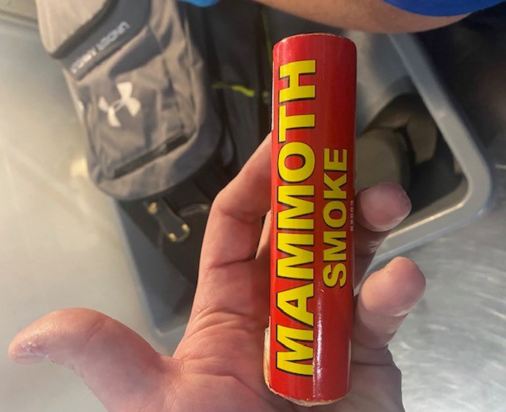 Can you bring a smoke bomb firework in your carry-on bag? Um, that would be a big fat NO! This one was removed from a traveler's carry-on bag yesterday at @AlbanyAirport.