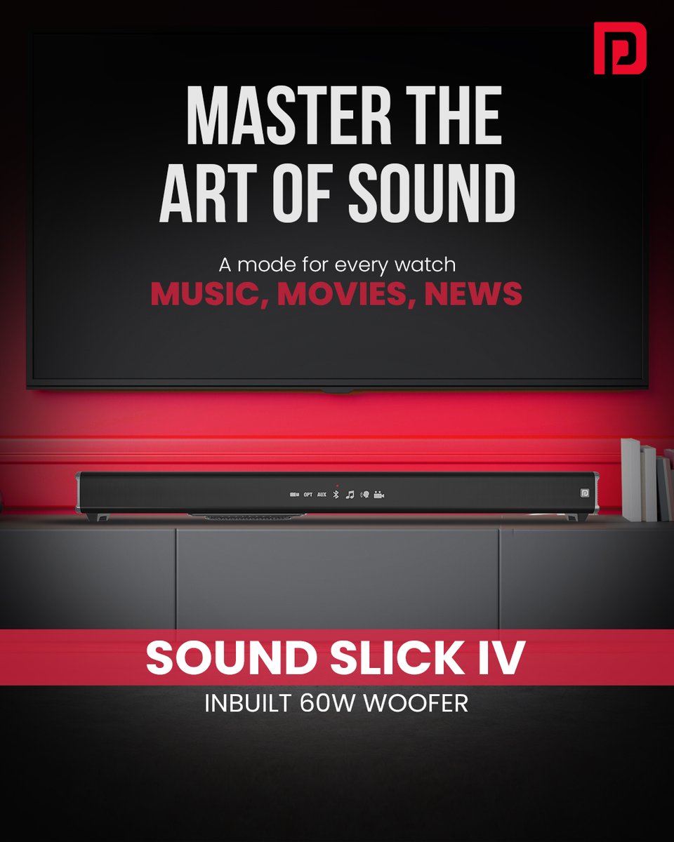 Portronics's tweet photo. Enjoy sound that fills up the room with Sound Slick IV.
Transition to different sound modes like music, movies, and news with 120W sound delivery.
Check it out on https://t.co/JctldDzLeX
#portronics #portronicsindia #SoundSlickIV #soundexperience #soundbar #120Wsoundbar https://t.co/QHw6YBNjgo