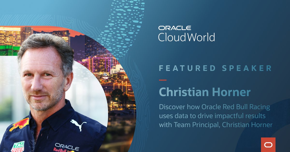 Don’t miss this! Oracle Red Bull Racing’s Christian Horner is joining us at @CloudWorld in Las Vegas, Oct. 17-20.  social.ora.cl/6014MwHDe #OCW