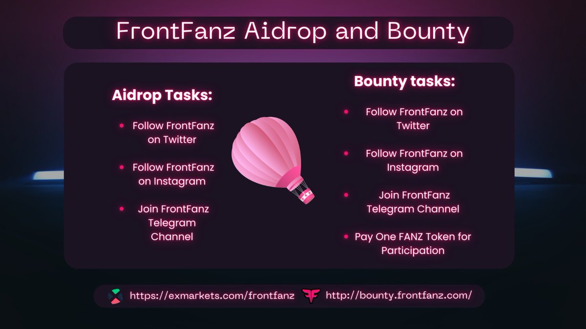airdropblogs's tweet photo. 💥#Airdrop: FrontFanz (FANZ)

-  100 FANZ each for 1,000 Winners

Airdrop Link: https://t.co/goVxjxkTj1

- Follow &amp; rt @Frontfanzcom
-  Distribution date: October 1st- October 31st

Website: https://t.co/Kyh5i1uWoO https://t.co/Cxa24gLuP0