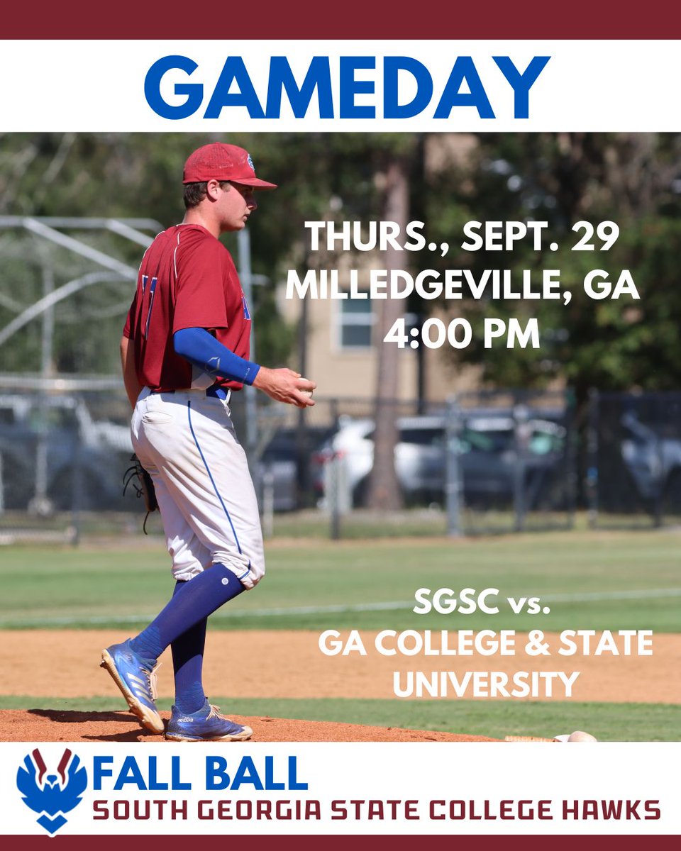 The Hawks travel to Milledgeville today to take on the GCSU Bobcats in a 4 pm fall scrimmage game. Safe travels and #GoHawks!  <a href="/SGSC_Baseball/">SGSC Baseball</a>