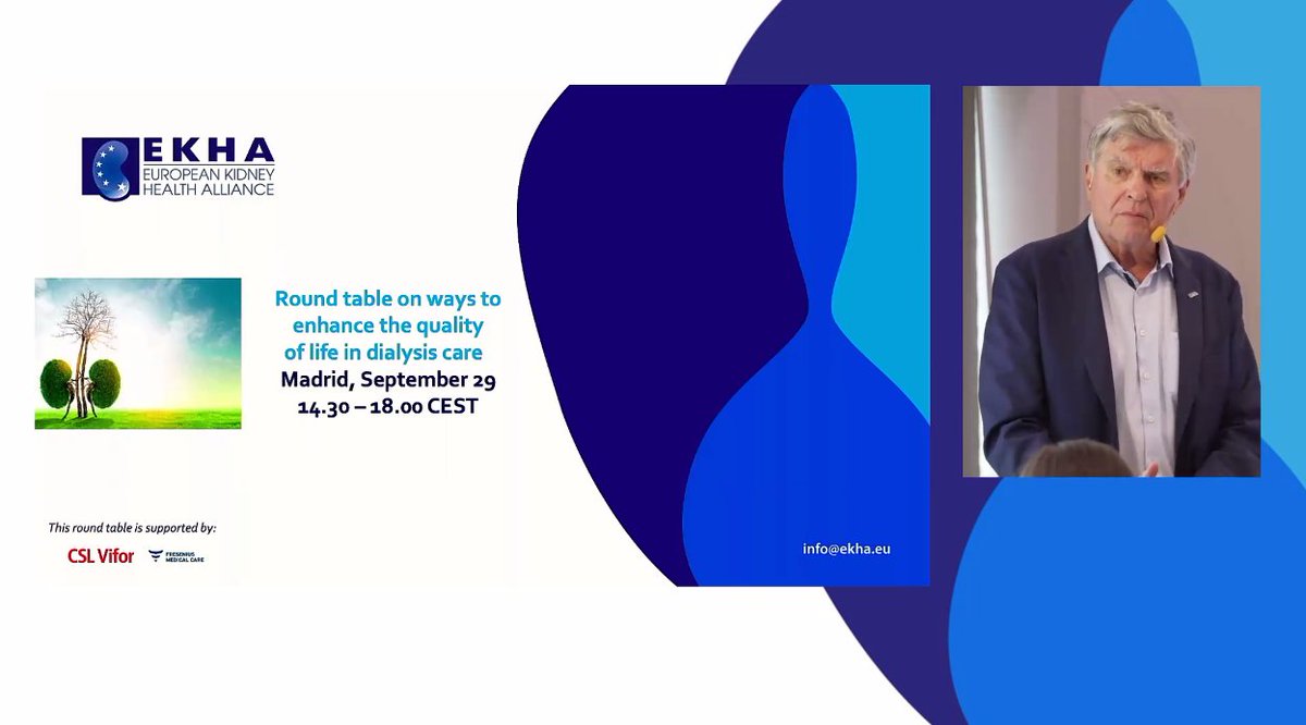 EKHA_EU's tweet photo. Prof. Em. Vandholder, #EKHA President ���️ "QoL has too much and for two long been overlooked. As a physician, I'm not the right person to explain how #kidney disease affects life. Let us listen to #patients, or rather people confronted with the #disease"
👉https://t.co/qtE7UW6M5T https://t.co/PKX6wHTvZs