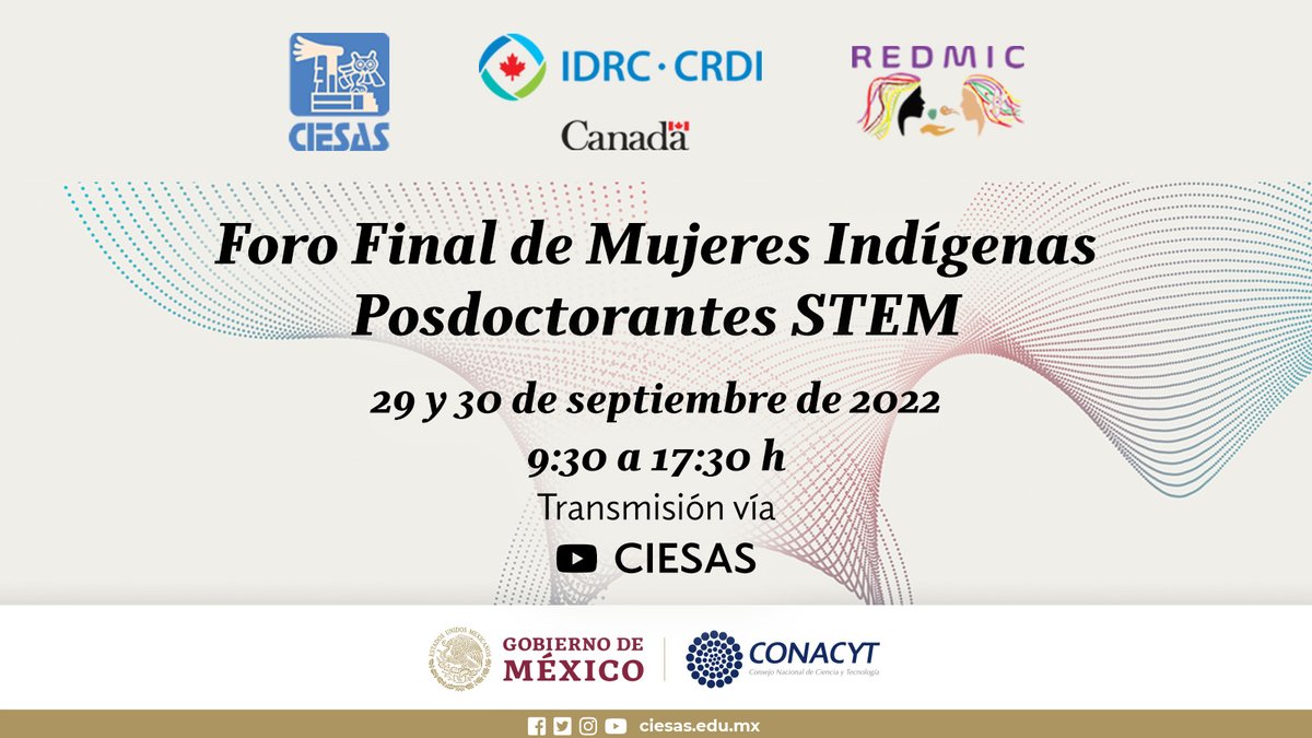 IDRC_LAC's tweet photo. HOY acompañanos junto a @ciesas @Conacyt_MX #redmic para conocer los resultados del proyecto "Mujeres #indigenas postdoctorantes en #STEM #Mexico" via https://t.co/TZcrol02In
@IDRC_CRDI https://t.co/xibXqM0ivS