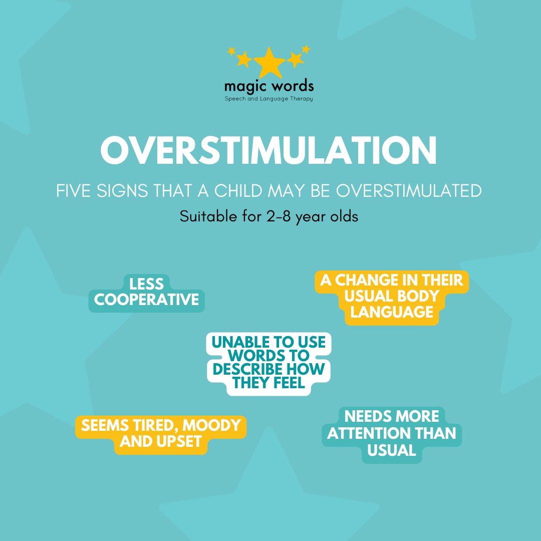 Overstimulation happens when children are flooded by experiences, sensations, noises or activities. Here are some signs that a child may be overstimulated.
If you would like further support with your child or someone you may know, get in touch with us! 
lnkd.in/d8ztFGC ⭐️