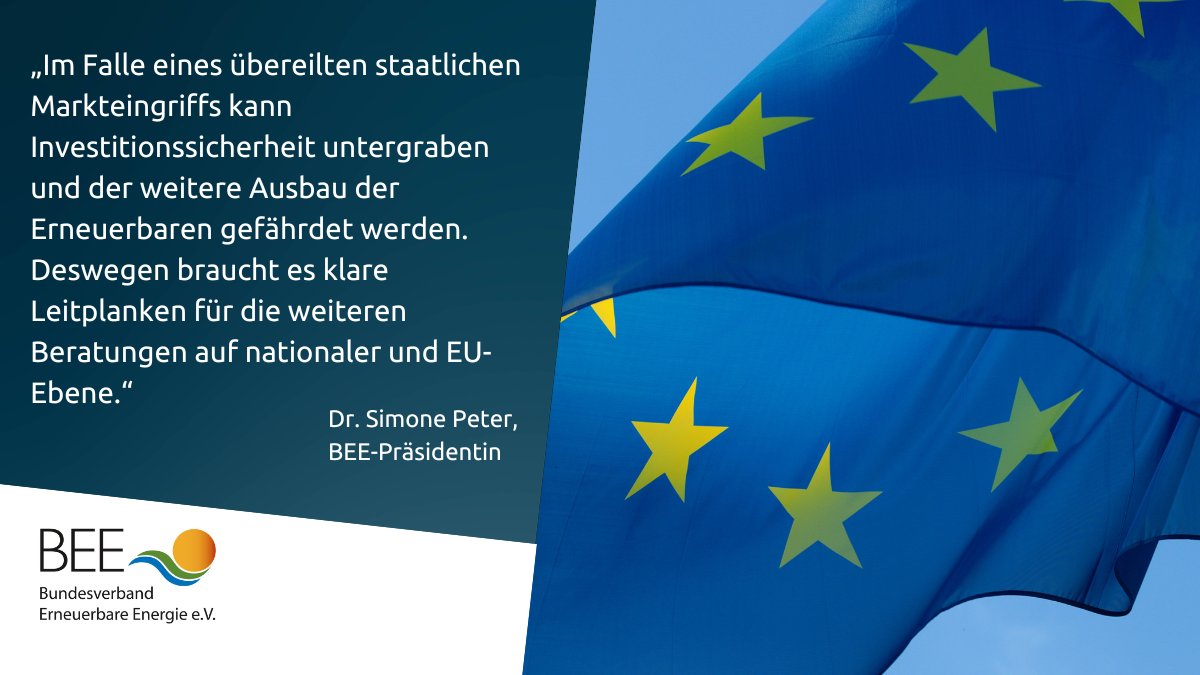 EE-Ausbau in Gefahr: Der BEE hat heute sechs Eckpunkte für die Beratungen zu einer #Strompreisbegrenzung vorgestellt. 

Dazu <a href="/peter_simone/">Simone Peter 🌍 #Erneuerbare</a> in unserer PM: bit.ly/3E7d3ub
