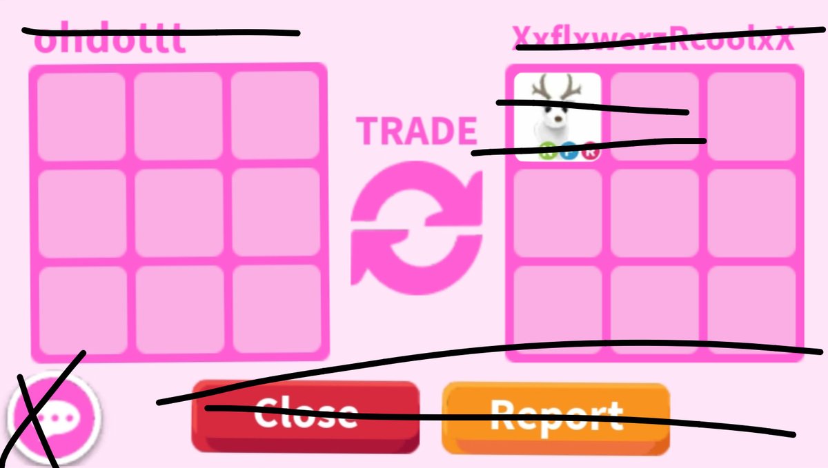 rh_odette's tweet photo. @BrielleRoblox @Stephy_274 Yep! Here’s the proof from the trade log thing. The crosses and stuff are there so nobody steals the proof to use for scamming. https://t.co/zIwABGXy69