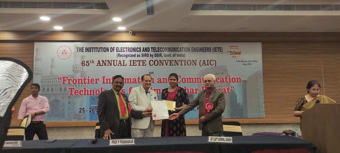 We are delighted to share that,we have received IETE Corporate Award-2022 for PERFORMANCE IN COMPUTER &amp; TELECOMMUNICATION SYSTEM at 65th Annual IETE convention held at Hyderabad. We thank The Institution of Electronics &amp; Telecommunication Engineers (IETE) for the recognition.