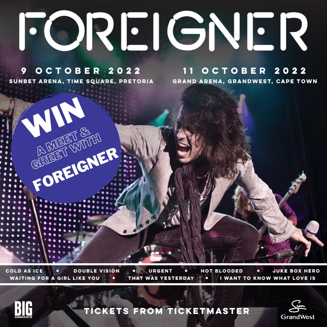BigConcerts's tweet photo. #FOREIGNERFans, this one is for you!!!!
Have you got your tickets to see @ForeignerMusic live at @timesquareza, or at the @GrandWestSA? If so, enter to WIN a meet & greet with the band!
🔺 Enter here: https://t.co/hbFNzIaNUO 🔺 https://t.co/425oMNkosf