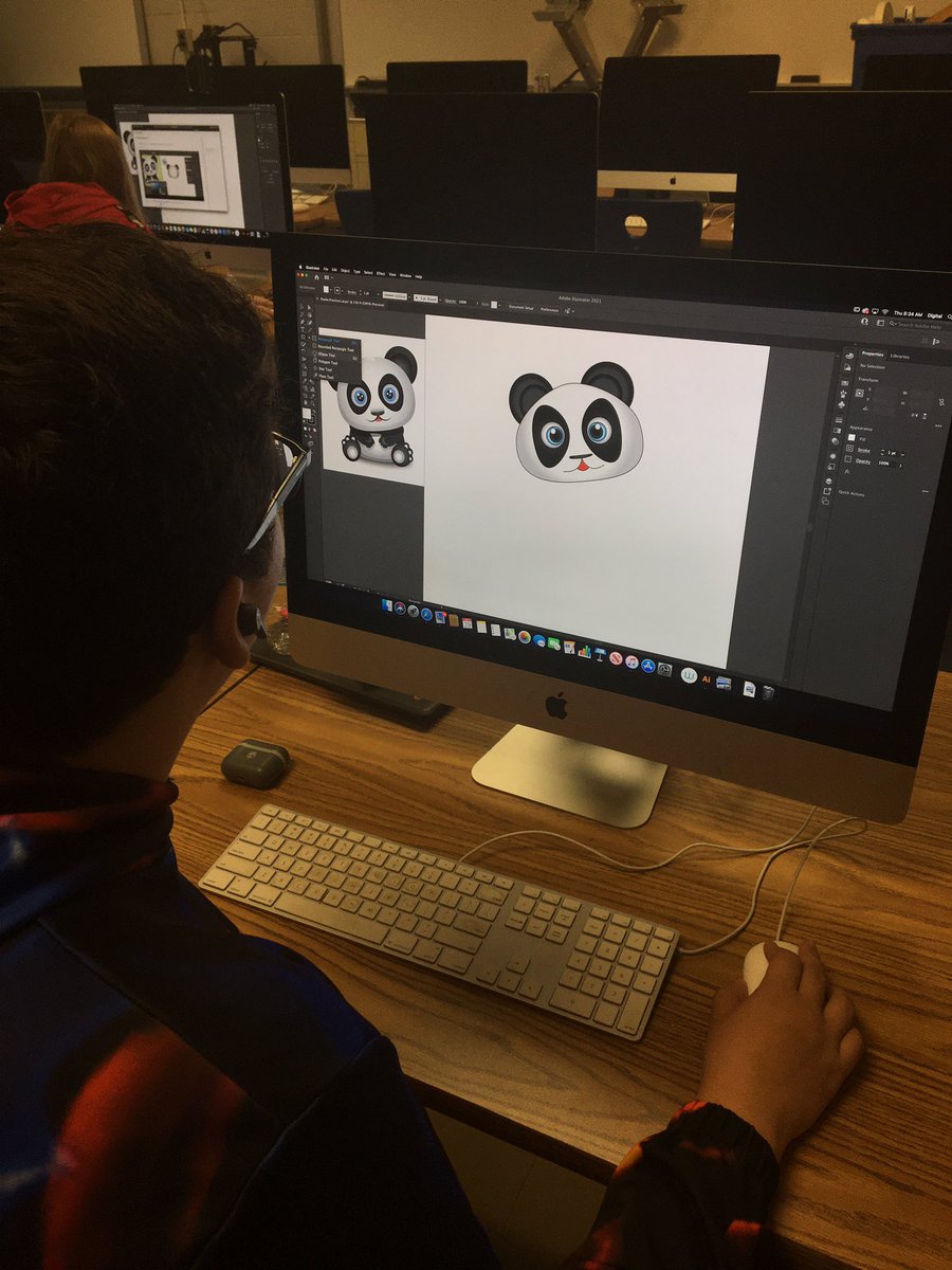 Digital Art is nearing the end of the tutorials and showing of their newly learned Adobe Illustrator skills. 11 teacher-made tutorials later and it’s on to the Panda Practice. I feel like they all need “I survived Korba’s voice in my head for 5 weeks” t-shirts. #MAProud