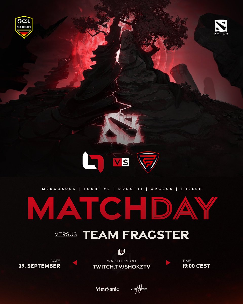 Second last Matchday and what a important one! From second to fifth, everything is possible but ofc we want to finish in the Top 3!

Go get them <a href="/DrNutti/">DrNutti</a> <a href="/thelchd2/">thelch</a> @Toshi_YB <a href="/ArgeusDota/">Argeus</a> <a href="/Megabausss/">Megabauss</a> 🙌

🆚 <a href="/FragsterD/">Fragster</a> 
📺 twitch.tv/shokztv

#LETSGODIV | #ESLMeisterschaft