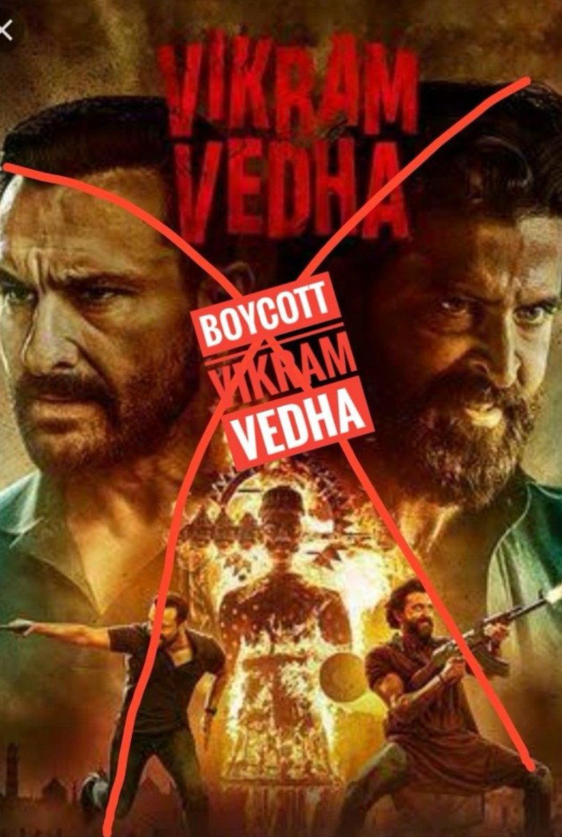 Aviammmm's tweet photo. Vikram Vedha is remake of Tamil hit film Vikram Vedha . Bollywood never wrote their script they only copy others.
#BoycottVikramVedha 
#Bycottbollywood 
#bycottbollywoodforver https://t.co/6wrTkhvf1Y