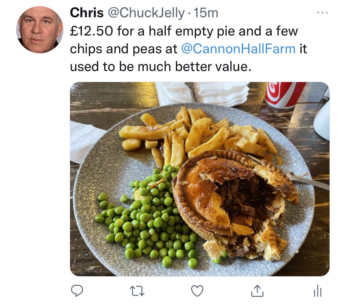 You know what… I really enjoyed the pie, chips and peas and it was just enough. My apologies to <a href="/CannonHallFarm/">Cannon Hall Farm</a> the quality is still outstanding.