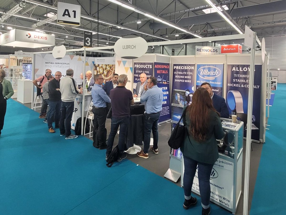 UlbrichSteel's tweet photo. Ulbrich is having a great time at Micronora! The show ends on Friday, so be sure to stop by our booth 402 in Hall A1 and chat with one of our experts!

#tradeshow #micronora2022 #precisionmetal #stainlesssteel #specialmetals https://t.co/KarxQytkBX