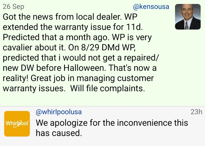 This was <a href="/whirlpoolusa/">Whirlpool USA</a> response to my direct message. Fascinating.