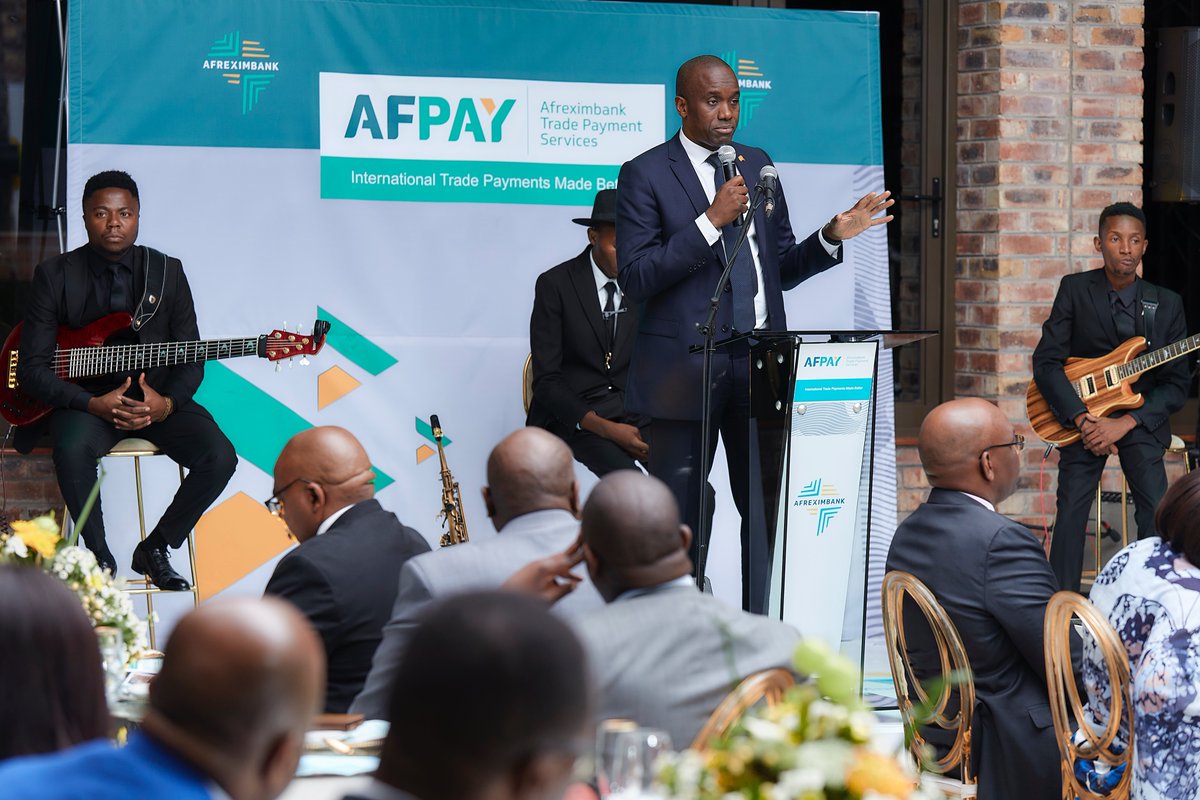 afreximbank's tweet photo. Pictured: Mr Denys Denya, Executive Vice-President, Finance, Administration and Banking, Afreximbank, alongside delegates and attendees at the official AfPAY launch in Harare, Zimbabwe. #AfPAY #Afreximbank https://t.co/veueeCahML