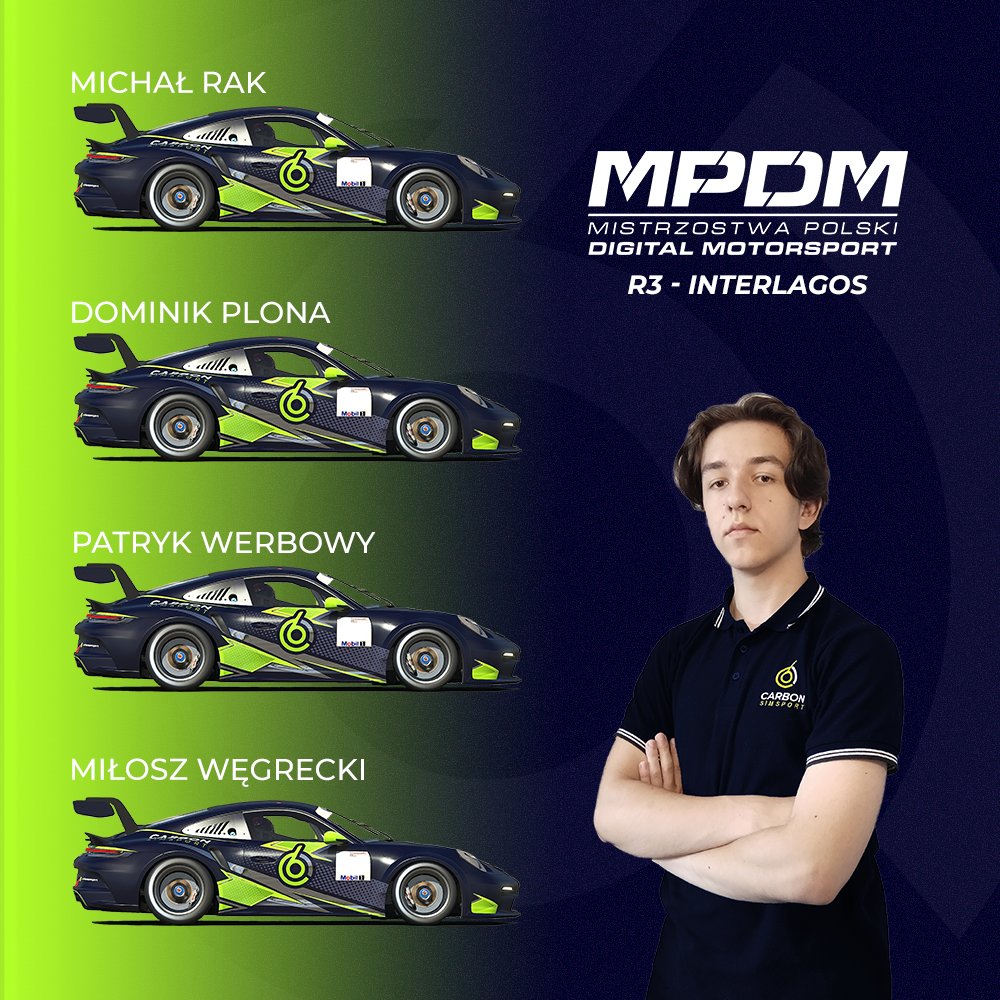 carbon_simsport's tweet photo. We are back with Porsche Esports Sprint Challenge Poland! Today, 21:30 CEST we invite you to @ELEVENSPORTSPL for the third race in the championship 😎

#SimPL #SimRacing #Esport #DigitalMotorsport #MPDM #iRacing https://t.co/sTksZn1XFg