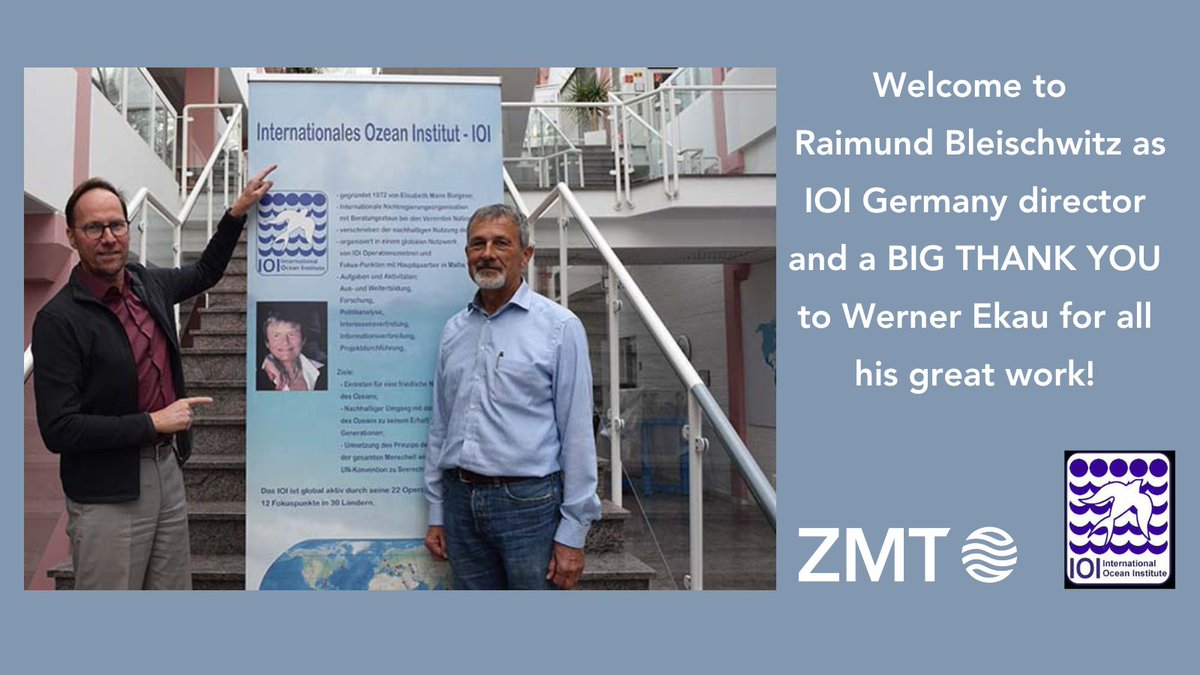 LeibnizZMT's tweet photo. Changes are due at the helm of the International Ocean Institute Germany: As Werner Ekau starts his well-earned retirement, the role of director is taken up by @BleischwitzR. He sees #BlueEconomy & #climatestrategies as important items on the IOI agenda. https://t.co/Ub1msnOZrI https://t.co/rVX9J3eq4q