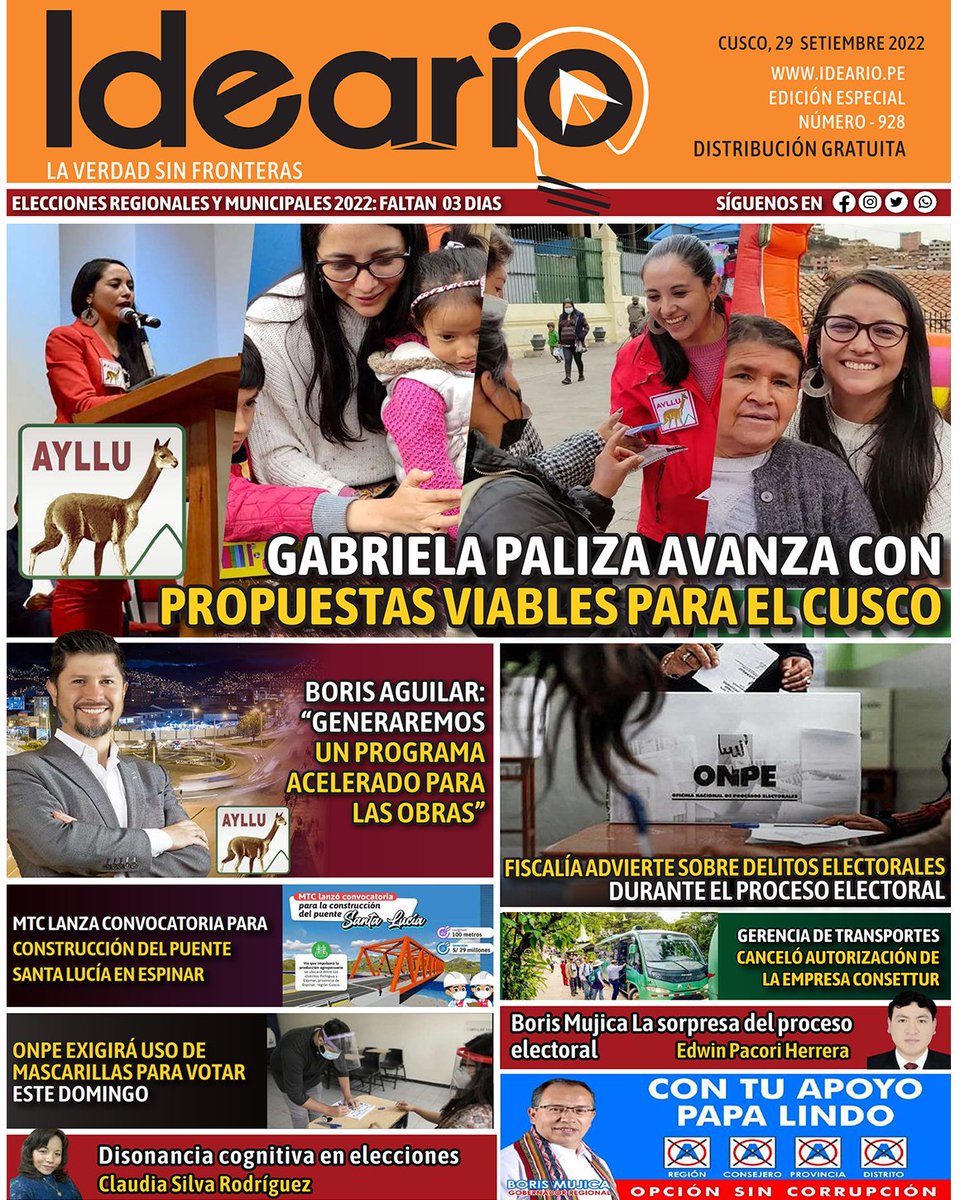 IdearioPe's tweet photo. 🚨 Hoy Jueves 29 de setiembre, conoce la verdad con Ideario 
👉 Lee la revista en: https://t.co/Fyb3wcmSAK
👉 Ingresa a nuestro grupo de WhatsApp: https://t.co/e8A6pGY0Pv  📌
👉 Nuestra página oficial de Facebook para mantenerte informado: https://t.co/QnSYVoo8gl https://t.co/bq8MSa4XSW